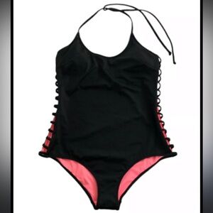 Victoria’s Secret Pink One-Piece Swimsuit Open Sides Halter Size Large